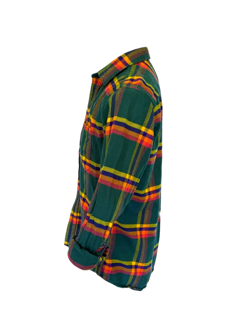 Gap Plaid Flannel — Green & Orange, S