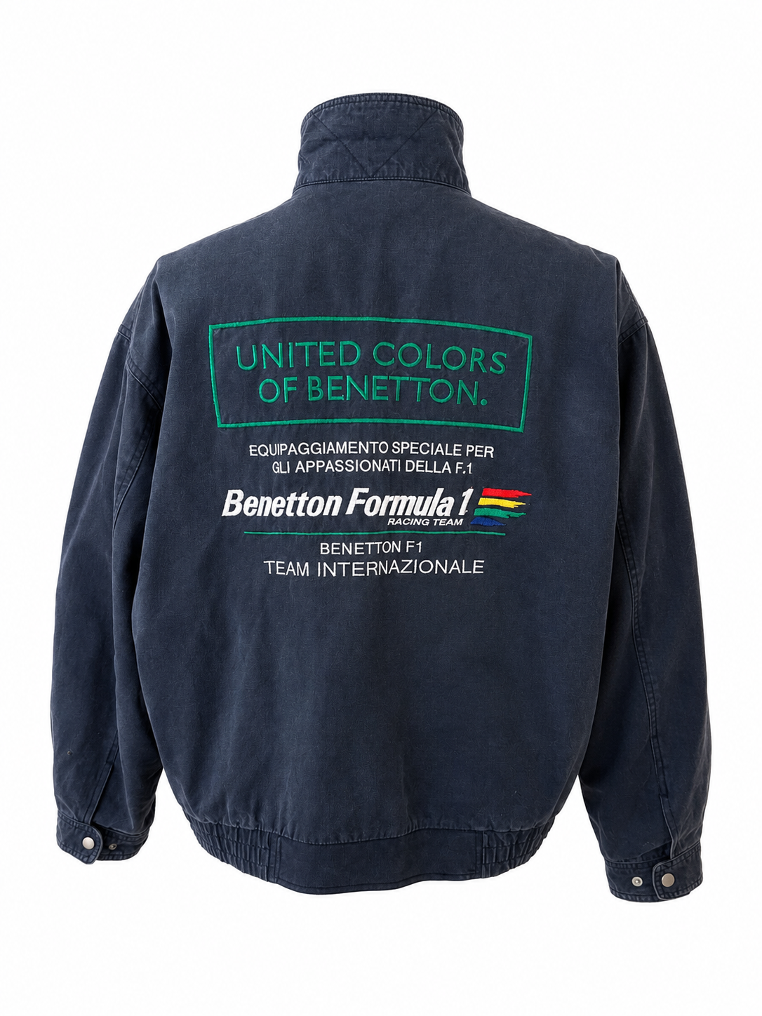 Vintage Benetton Formula 1 Racing Team Embroidered Canvas Jacket – Size 48 – United Colors of Benetton