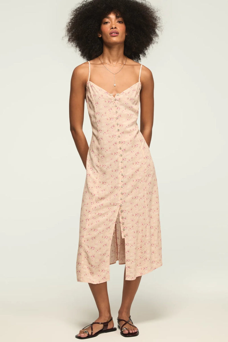 Lucky Brand Floral Slip Dress — Peach, L
