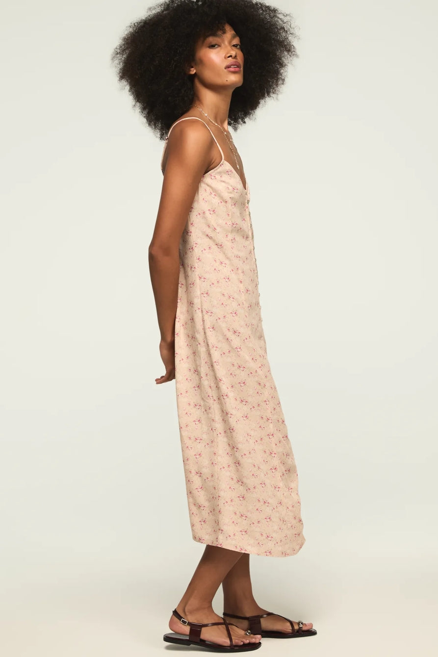 Lucky Brand Floral Slip Dress — Peach, L