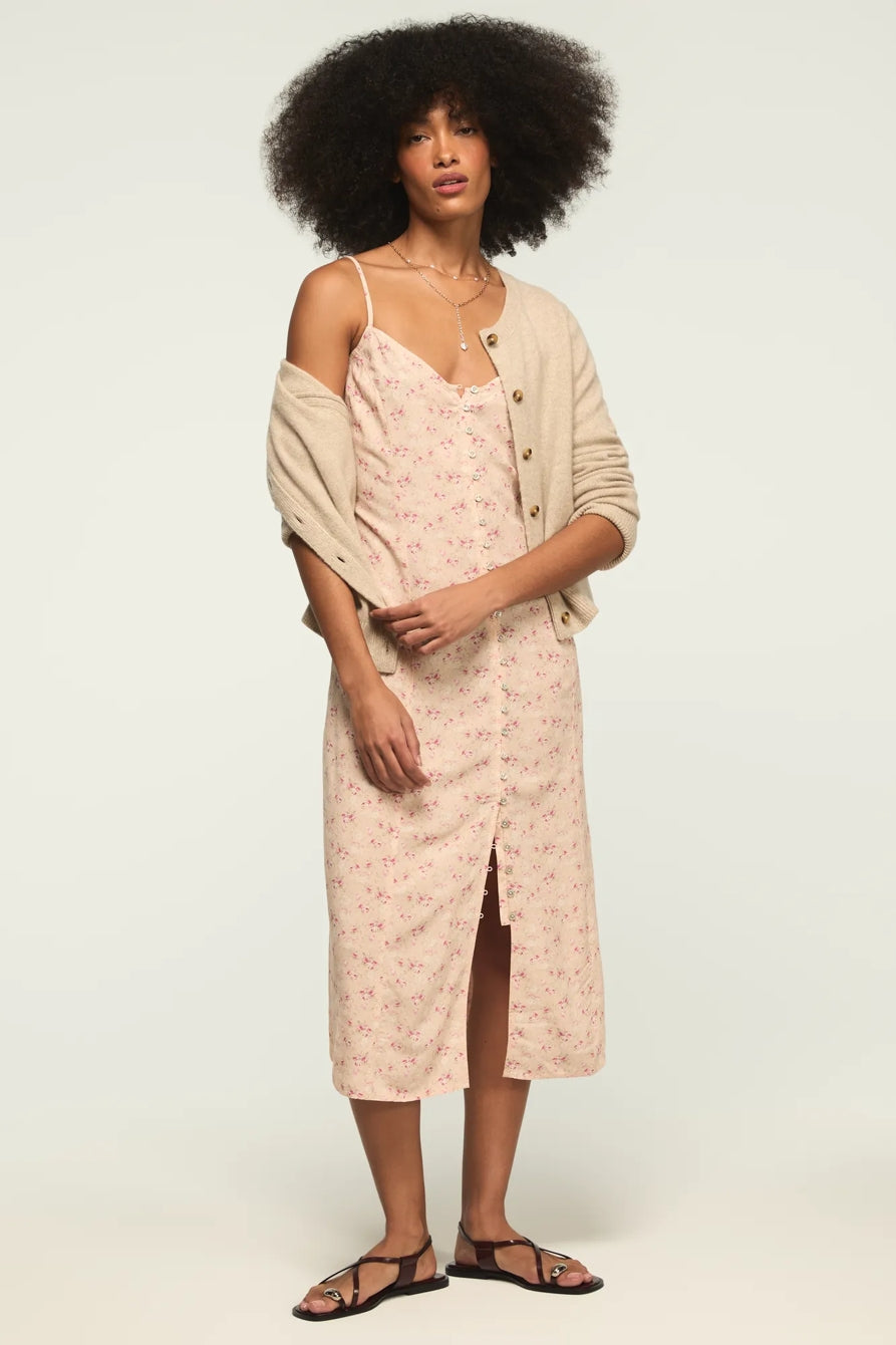 Lucky Brand Floral Slip Dress — Peach, L