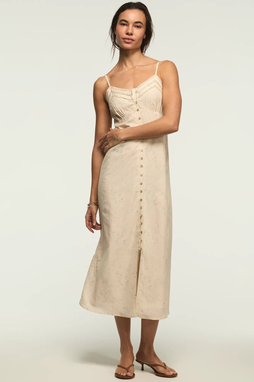 Lucky Brand Lace-Trim Slip Dress — Cream, XS