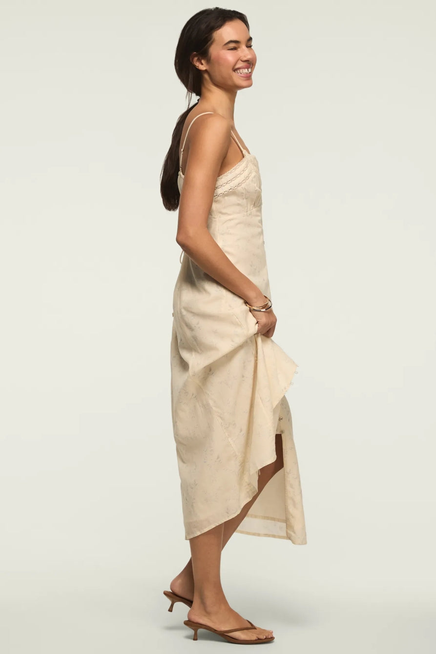 Lucky Brand Lace-Trim Slip Dress — Cream, XS