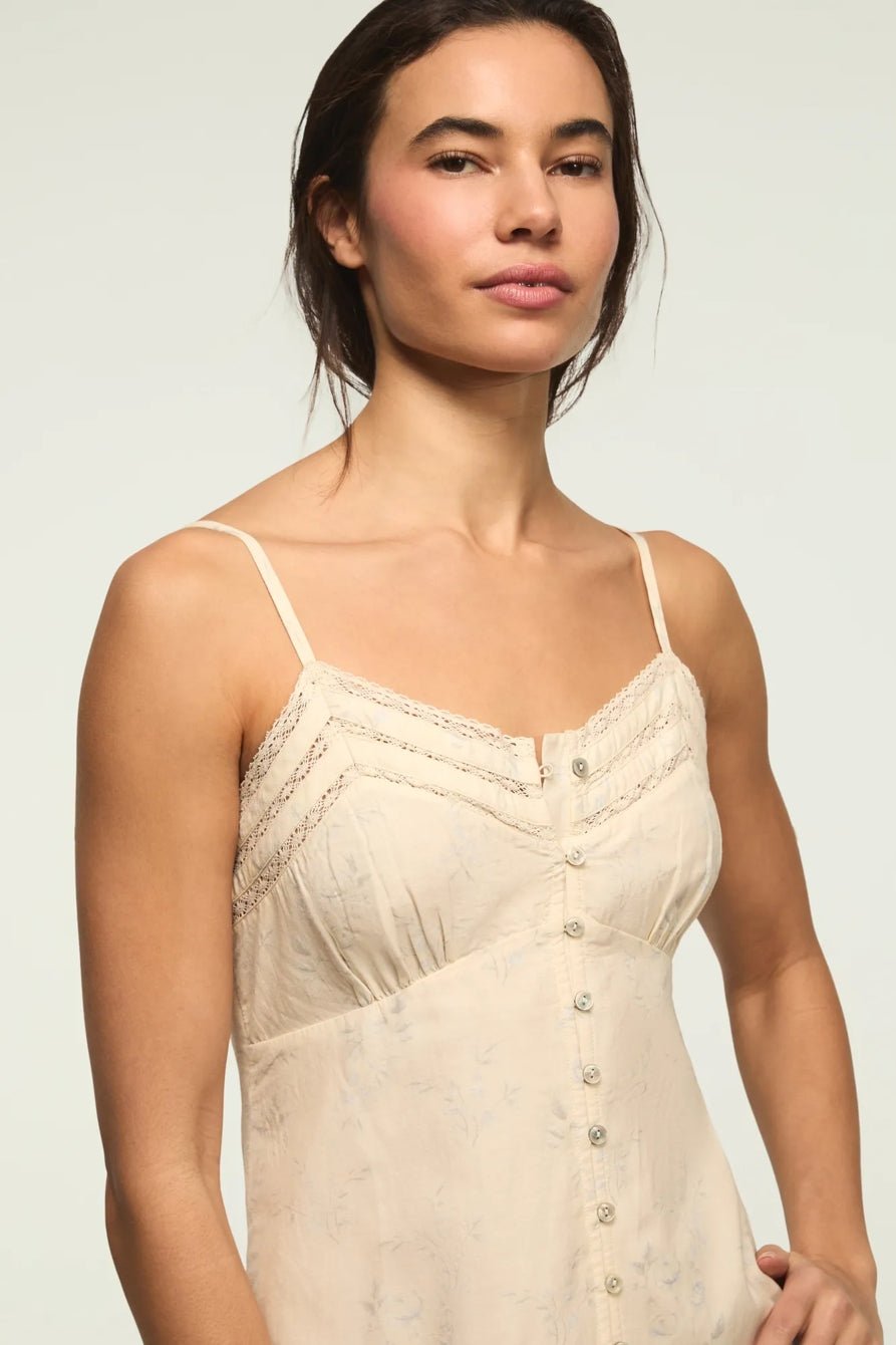 Lucky Brand Lace-Trim Slip Dress — Cream, XS