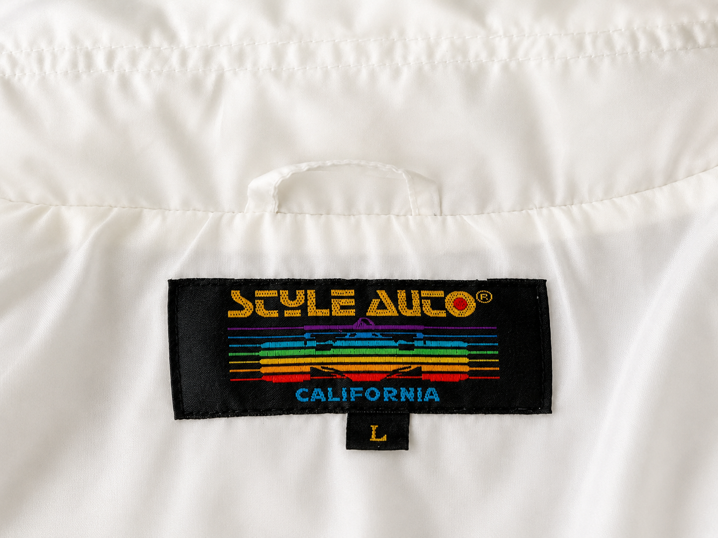 Vintage Ferrari Shield Racing Jacket by Style Auto California | White Motorsport Bomber | Size Large