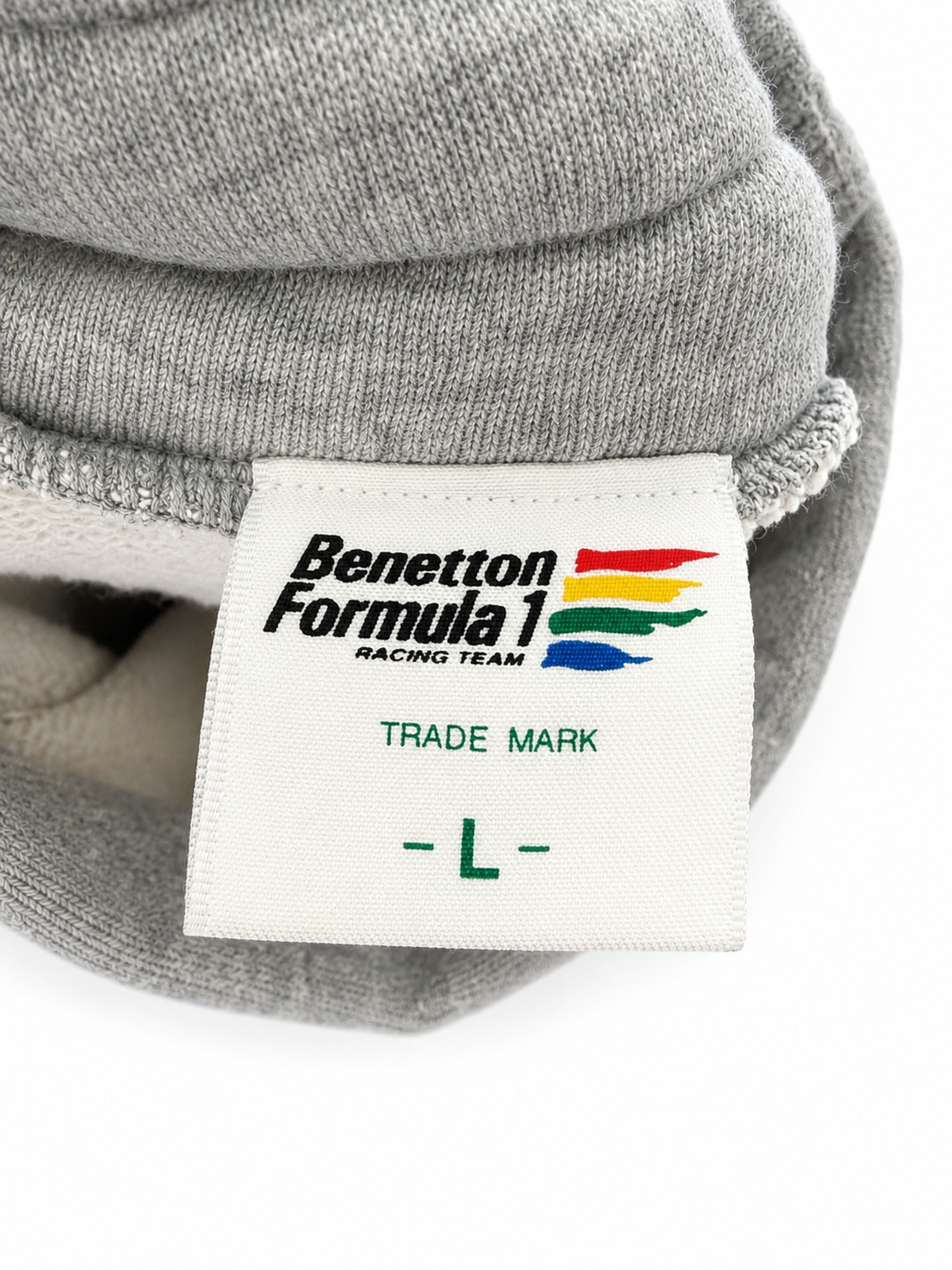 Vintage Benetton Formula 1 Mock Neck Sweatshirt – Heather Grey – Size Large