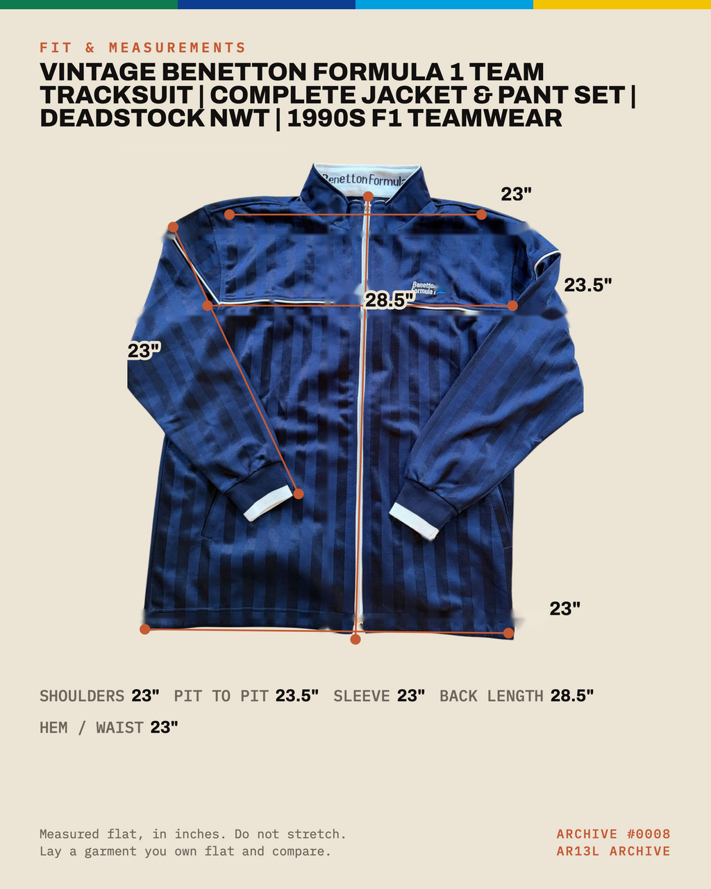 Vintage Benetton Formula 1 Team Tracksuit | Complete Jacket & Pant Set | Deadstock NWT | 1990s F1 Teamwear
