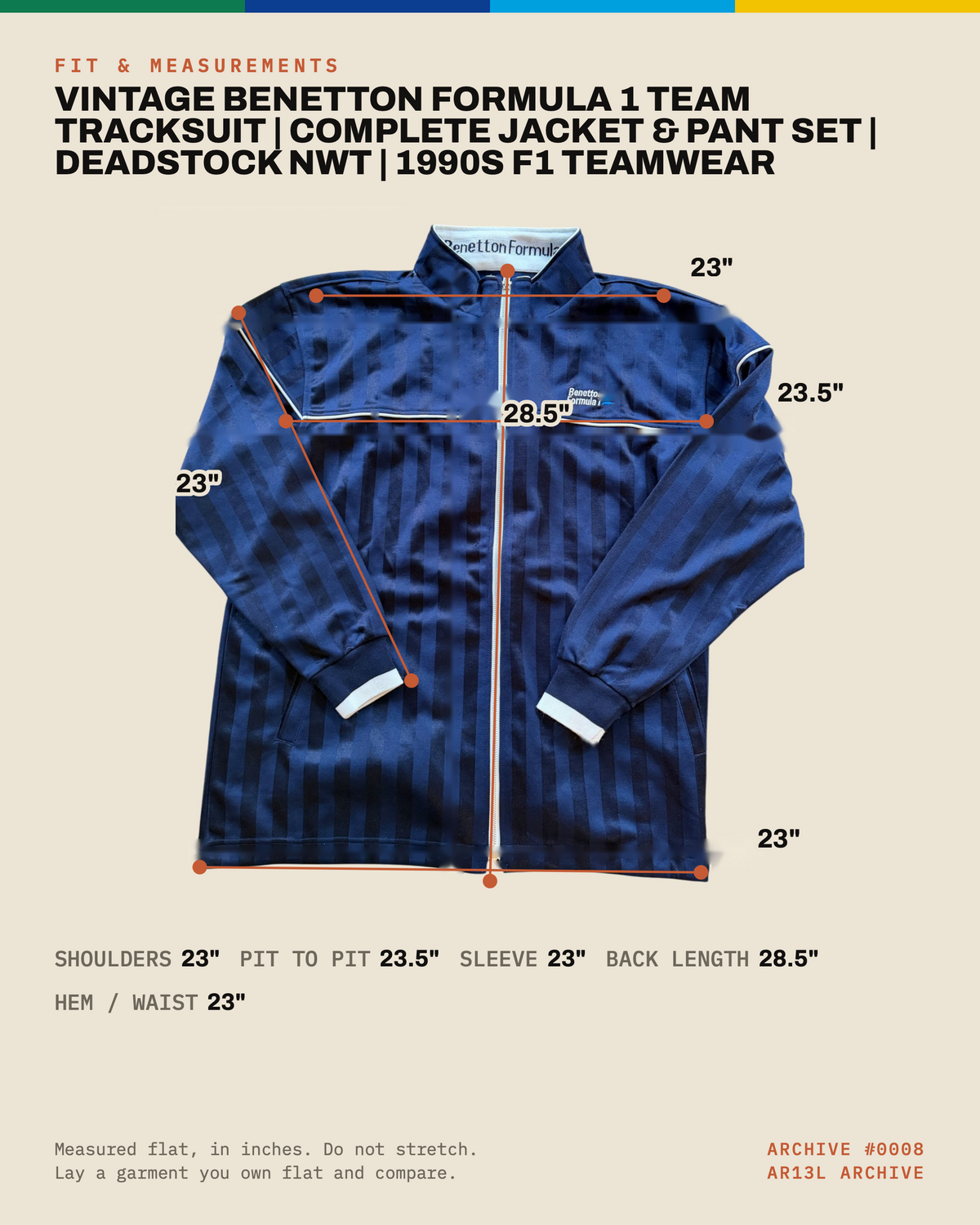 Vintage Benetton Formula 1 Team Tracksuit | Complete Jacket & Pant Set | Deadstock NWT | 1990s F1 Teamwear