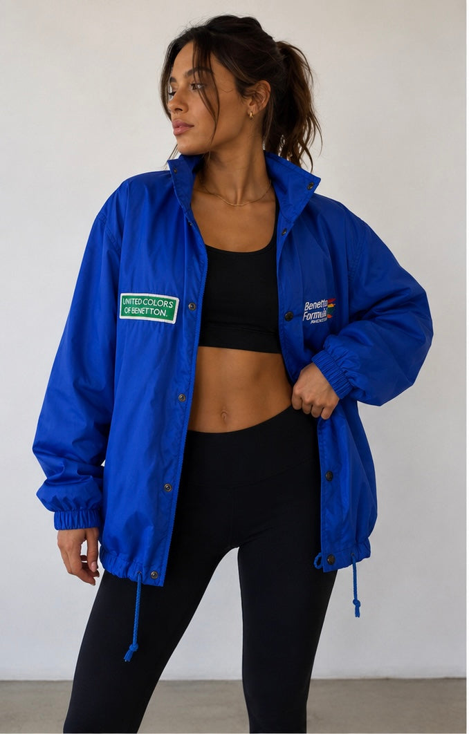 1990s Benetton Formula 1 Racing Team Paddock Windbreaker Jacket – Team Issue Style – Size 48