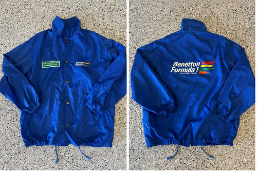 1990s Benetton Formula 1 Racing Team Paddock Windbreaker Jacket – Team Issue Style – Size 48