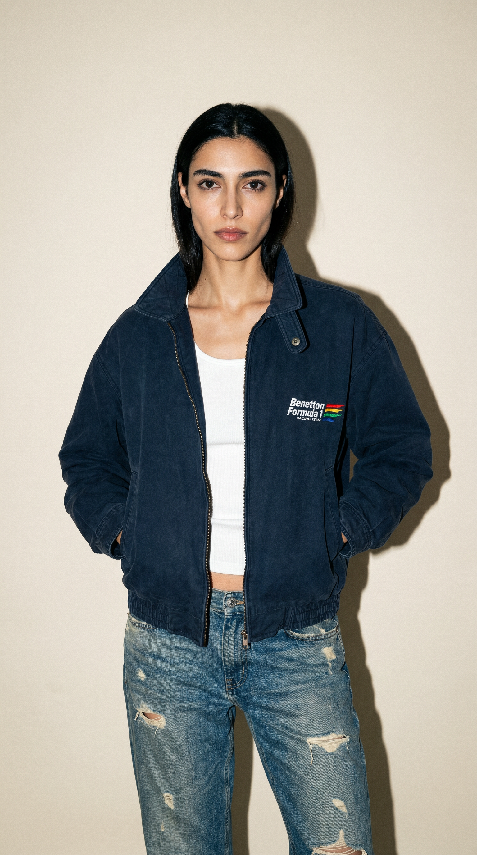 Vintage Benetton Formula 1 Racing Team Embroidered Canvas Jacket – Size 48 – United Colors of Benetton