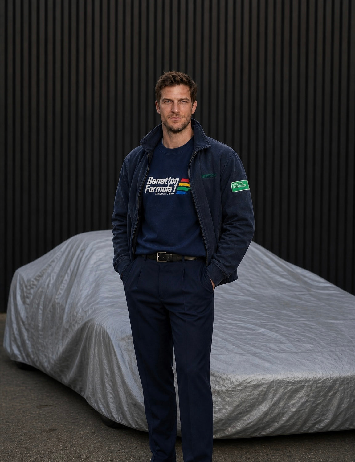 Vintage Benetton Formula 1 Racing Team Embroidered Canvas Jacket – Size 48 – United Colors of Benetton