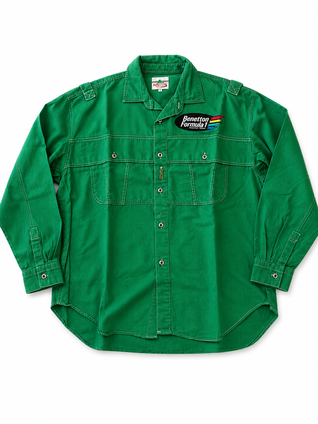 Vintage Benetton Formula Utility Overshirt – Heavy Cotton Workwear – Size 48