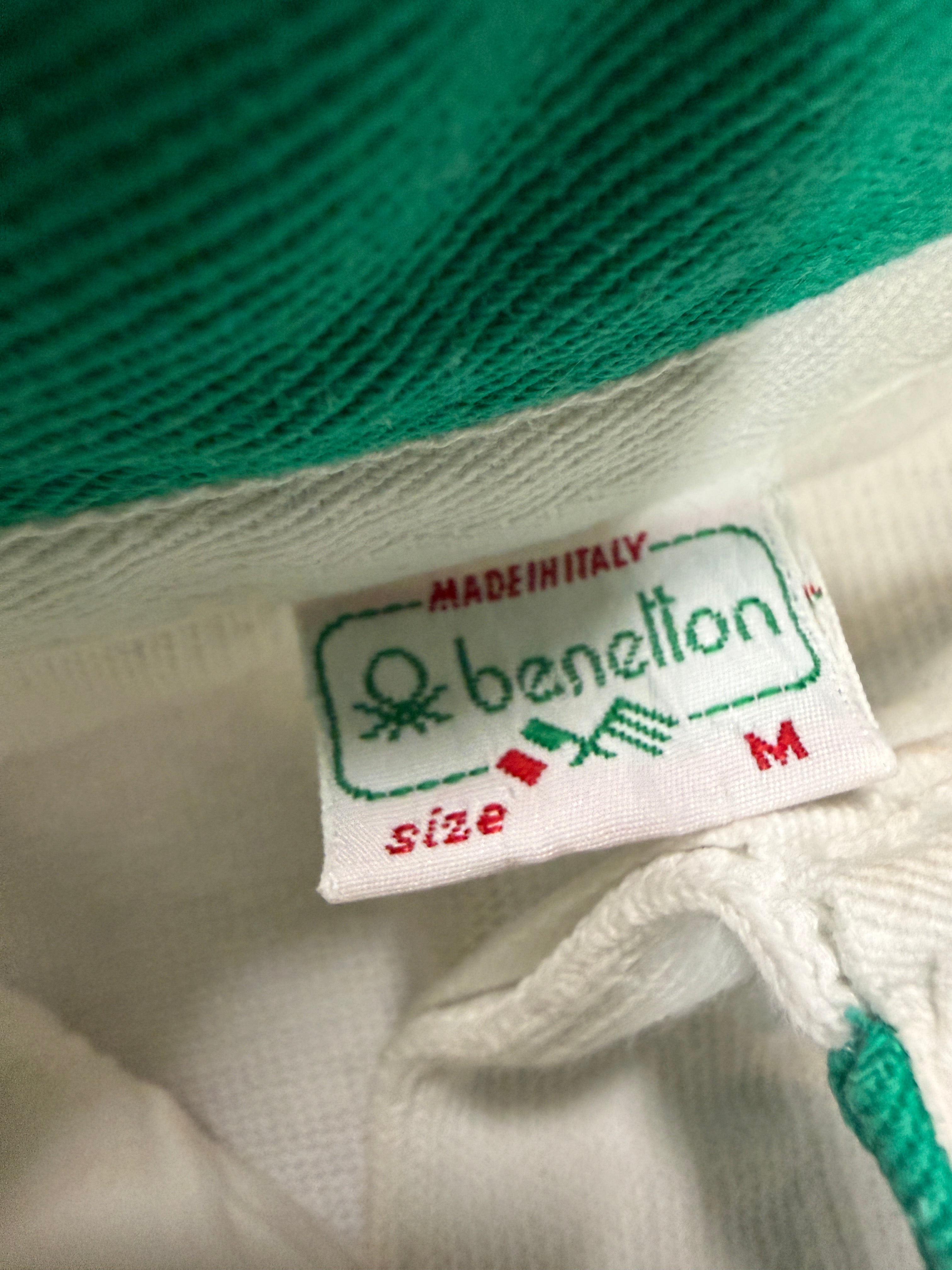 Vintage Benetton Colorblock Rugby Shirt | Green & White | Made in Italy Medium