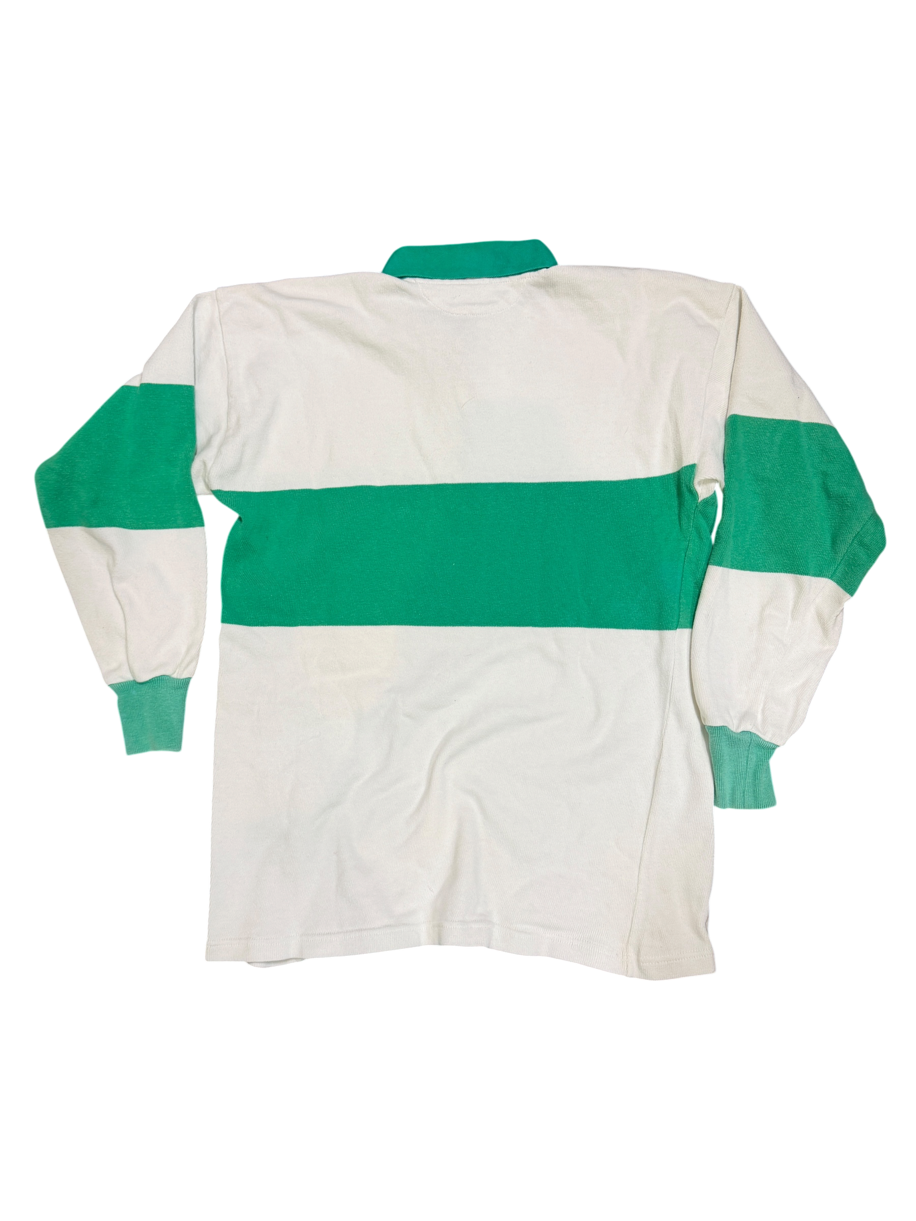 Vintage Benetton Colorblock Rugby Shirt | Green & White | Made in Italy Medium