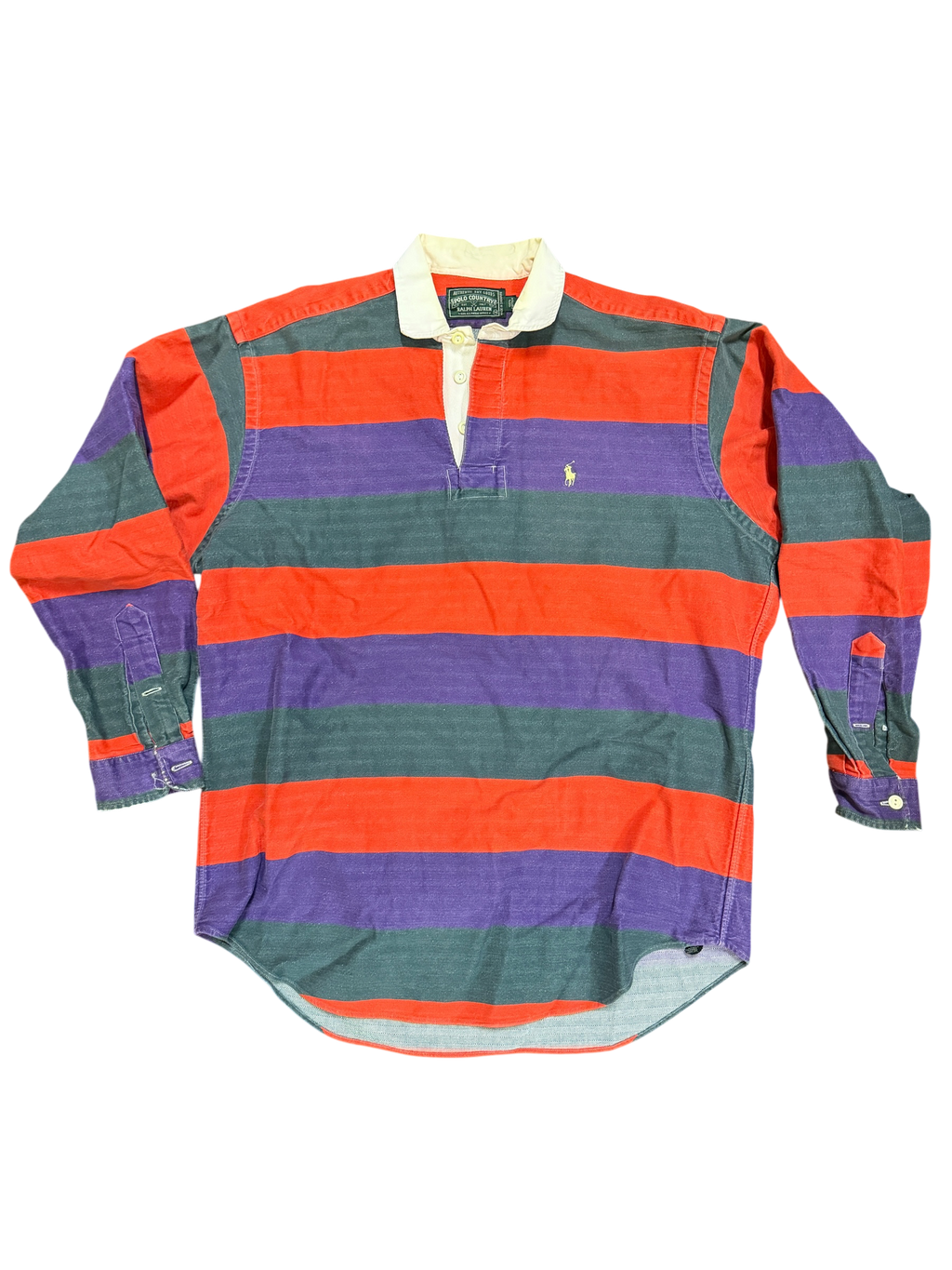 Vintage Polo Country Ralph Lauren Rugby Shirt | Bold Multi-Stripe | 100% Cotton Medium