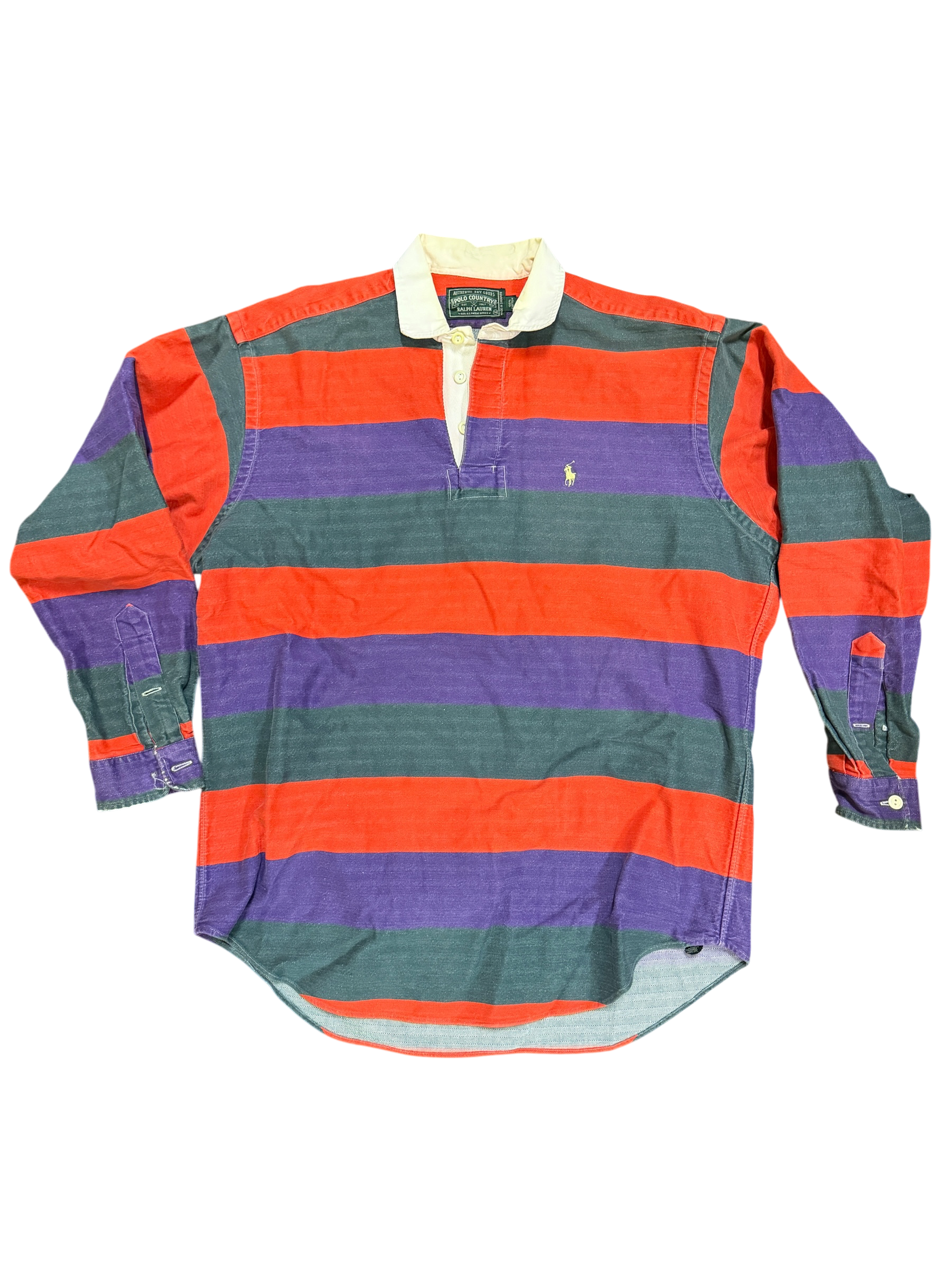Vintage Polo Country Ralph Lauren Rugby Shirt | Bold Multi-Stripe | 100% Cotton Medium