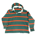 Vintage Polo Ralph Lauren Hooded Rugby Shirt | Forest Green & Red Stripe | Elbow Patch 2XB