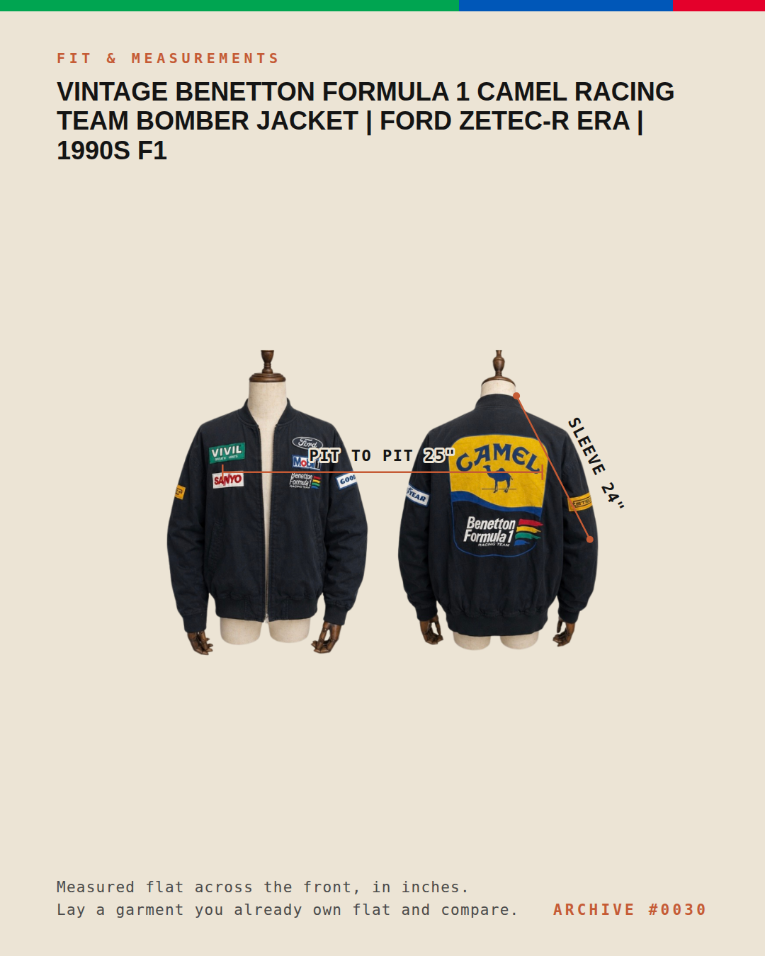 Vintage Benetton Formula 1 Camel Racing Team Bomber Jacket | Ford Zetec-R Era | 1990s F1