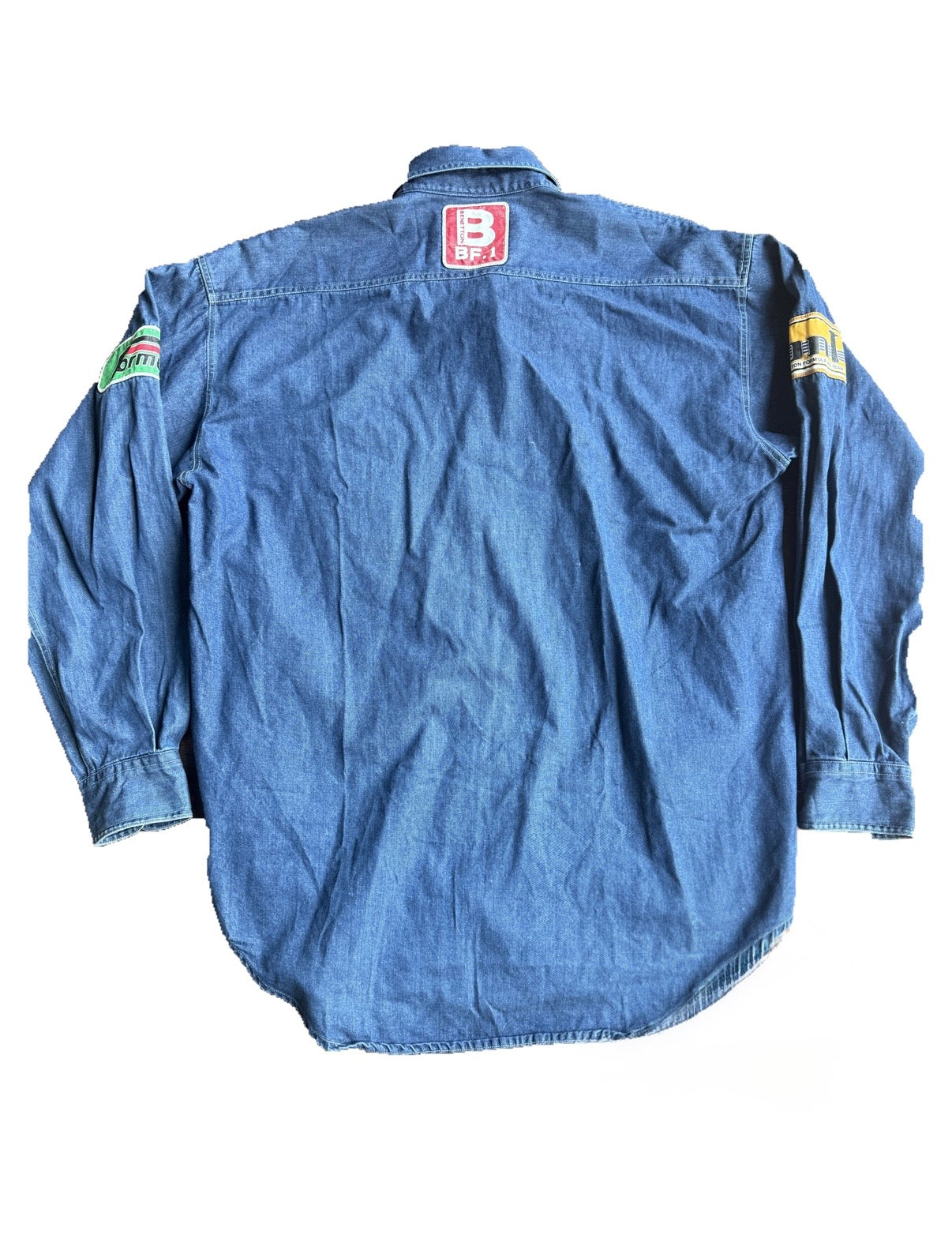 Vintage Benetton Formula 1 Racing Team Denim Work Shirt | Official 1990s Teamwear | Size 46