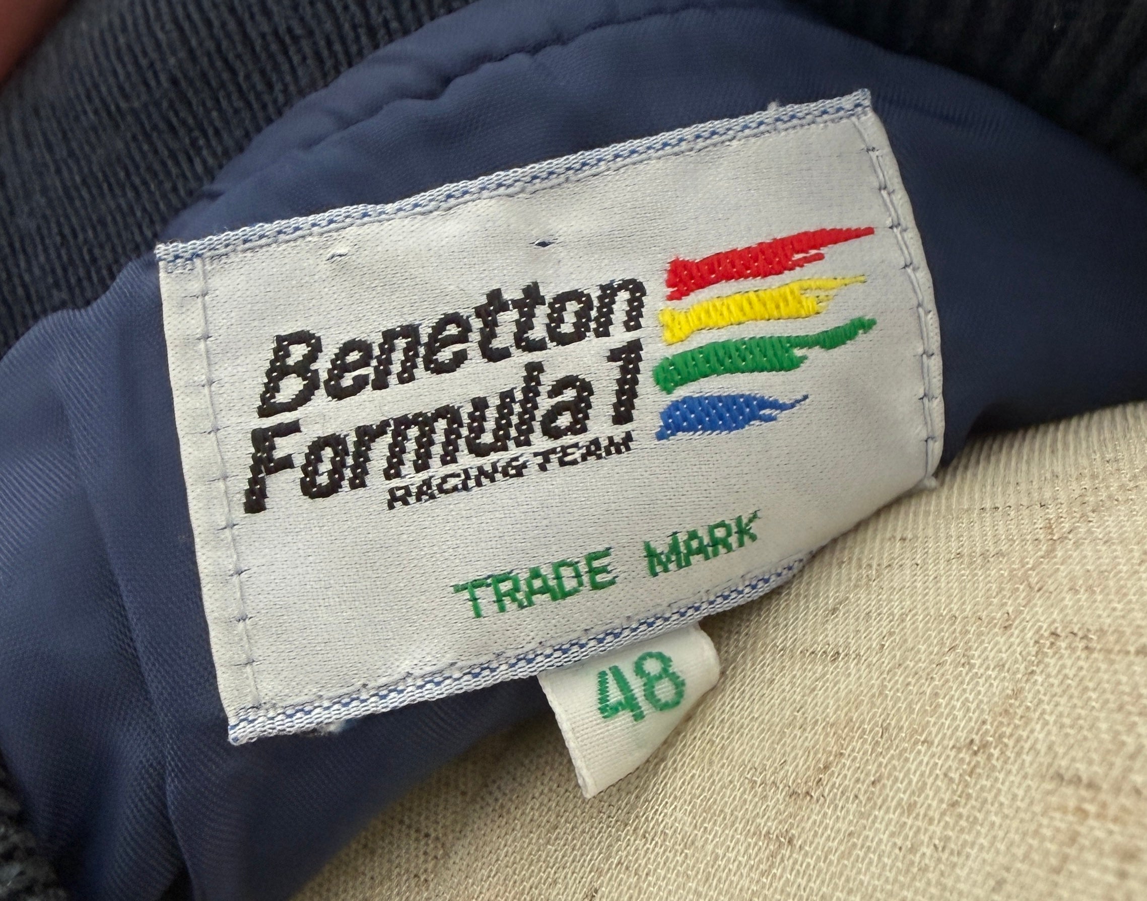 Vintage Benetton Formula 1 Mild Seven Bomber Jacket | Embroidered Motorsport Jacket | Size 48
