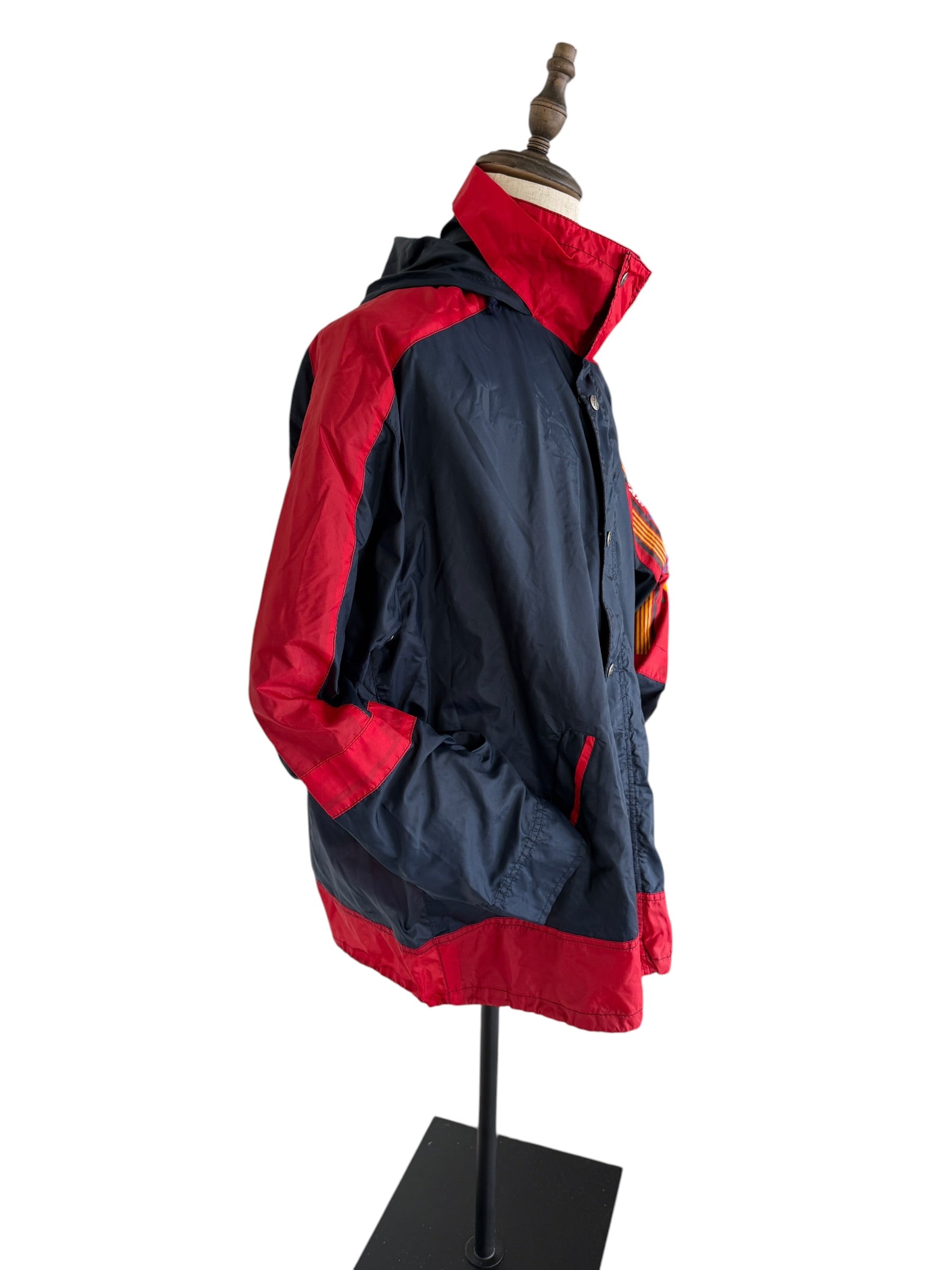 Vintage Benetton Formula 1 Racing Team Windbreaker Jacket | Team Outerwear | Hidden Hood | Size 48–50