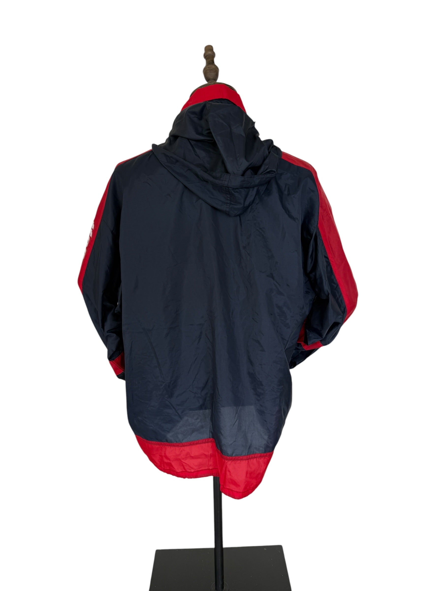 Vintage Benetton Formula 1 Racing Team Windbreaker Jacket | Team Outerwear | Hidden Hood | Size 48–50