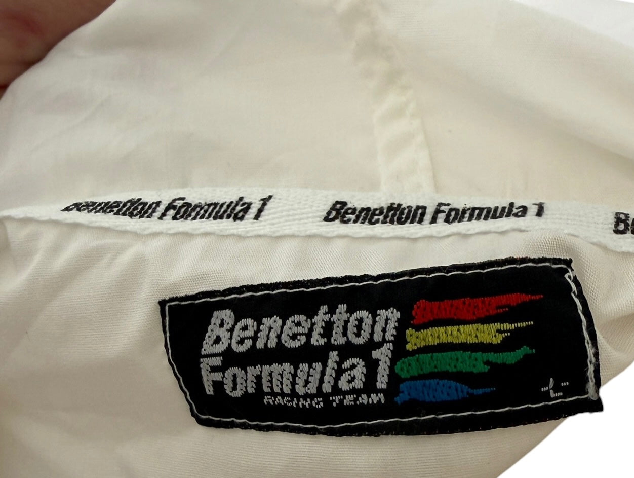 Vintage Benetton Formula 1 Racing Team Hooded Windbreaker | Official Licensed Jacket | White | Size L