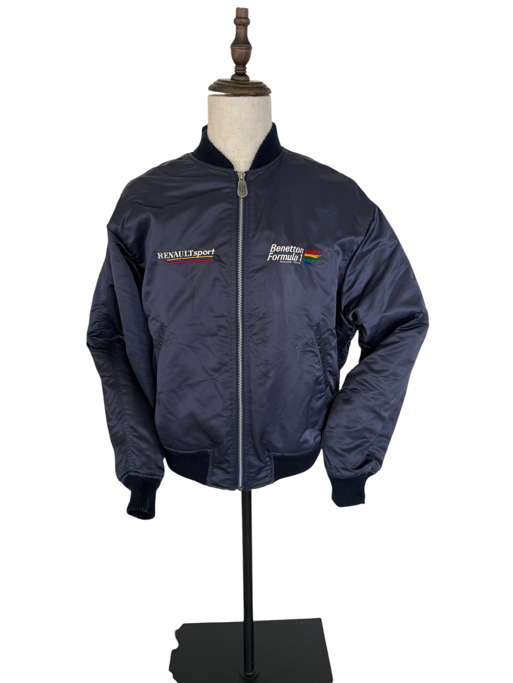 Vintage 1990s Benetton Formula 1 Racing Team × Renault Sport Satin Bomber Jacket