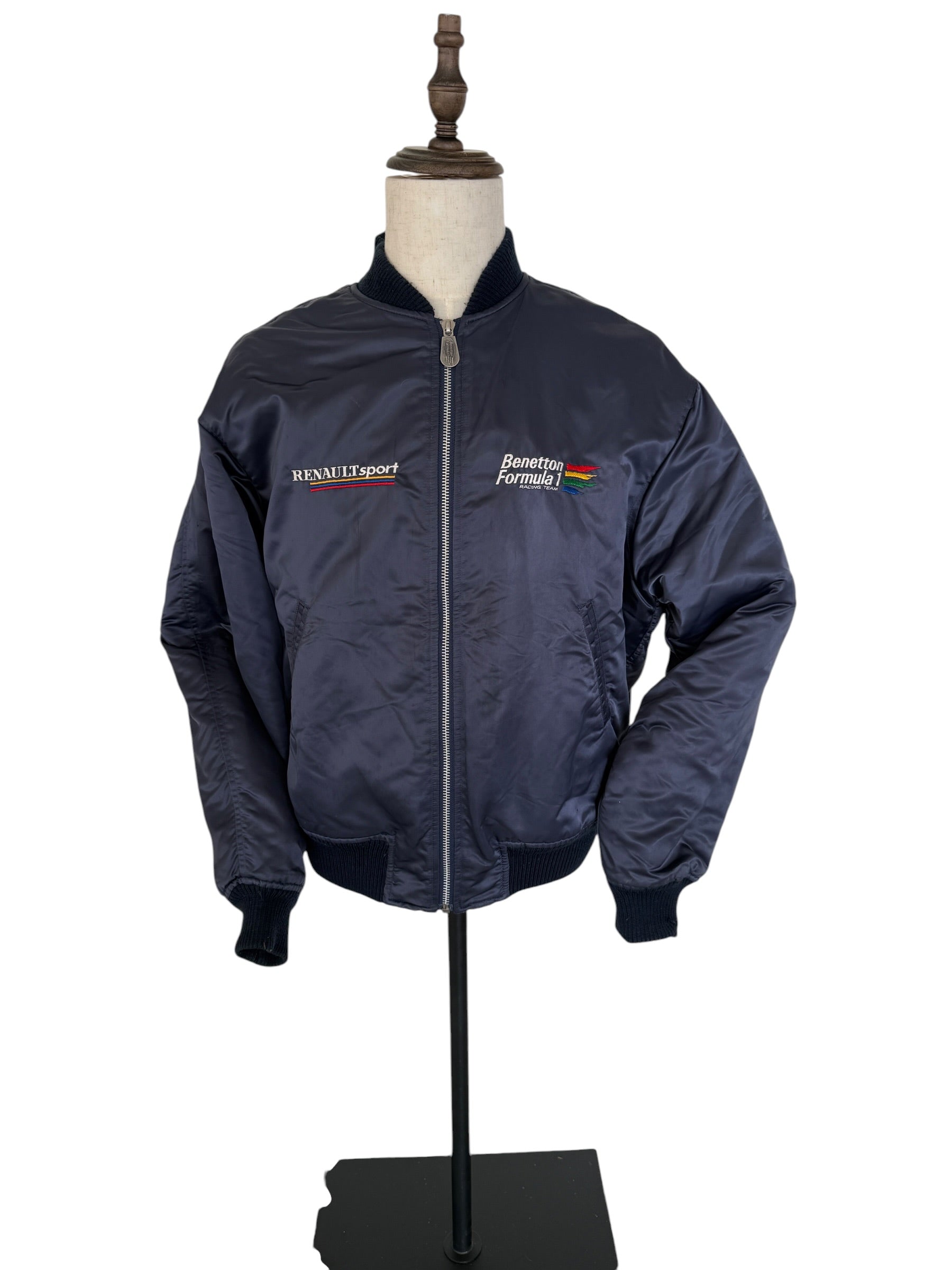 Vintage 1990s Benetton Formula 1 Racing Team × Renault Sport Satin Bomber Jacket