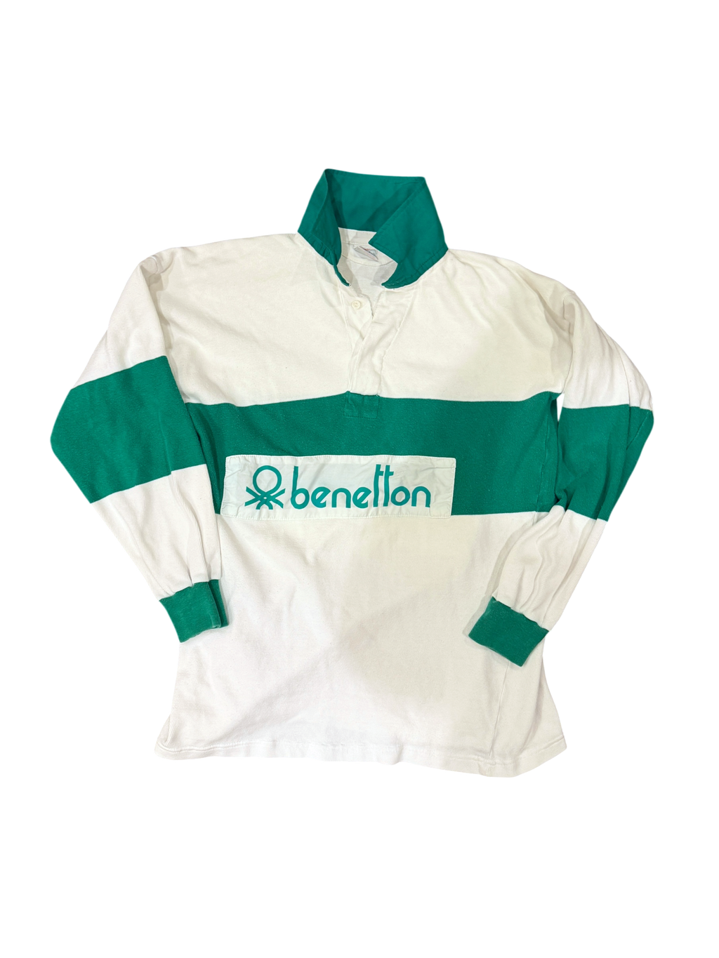 Vintage Benetton Rugby — White & Green, XL