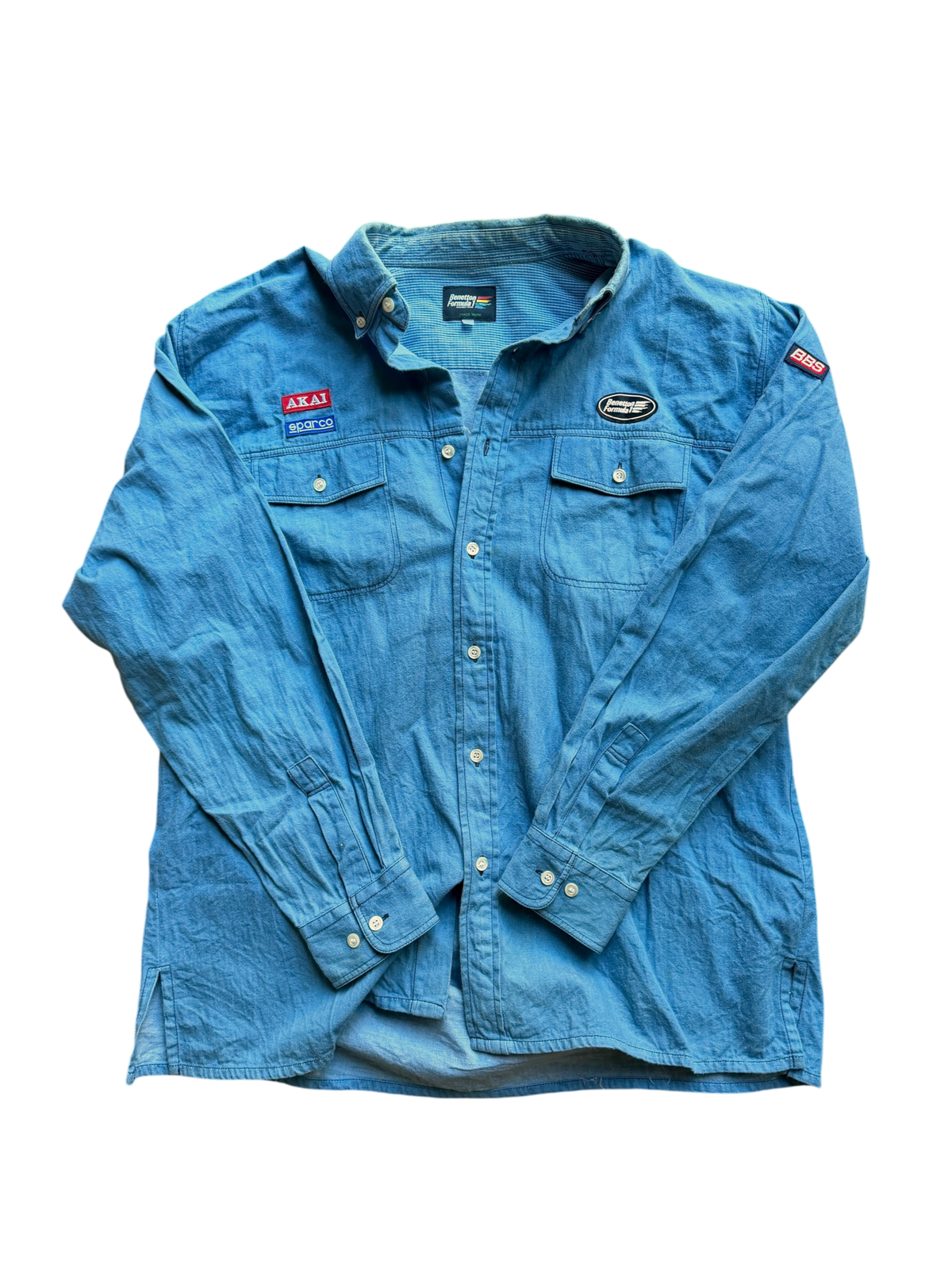 90s Benetton F1 Sponsor Shirt — Chambray, L