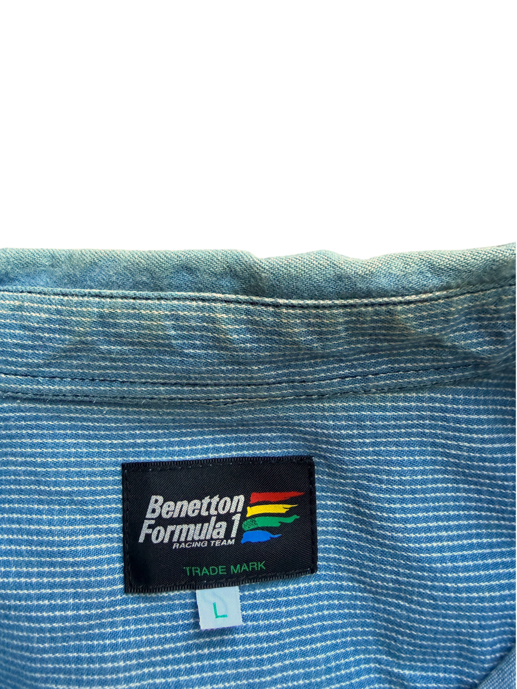 90s Benetton F1 Sponsor Shirt — Chambray, L