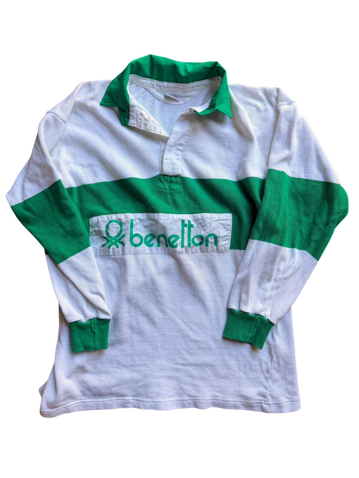 Vintage Benetton Rugby — White & Green, XL