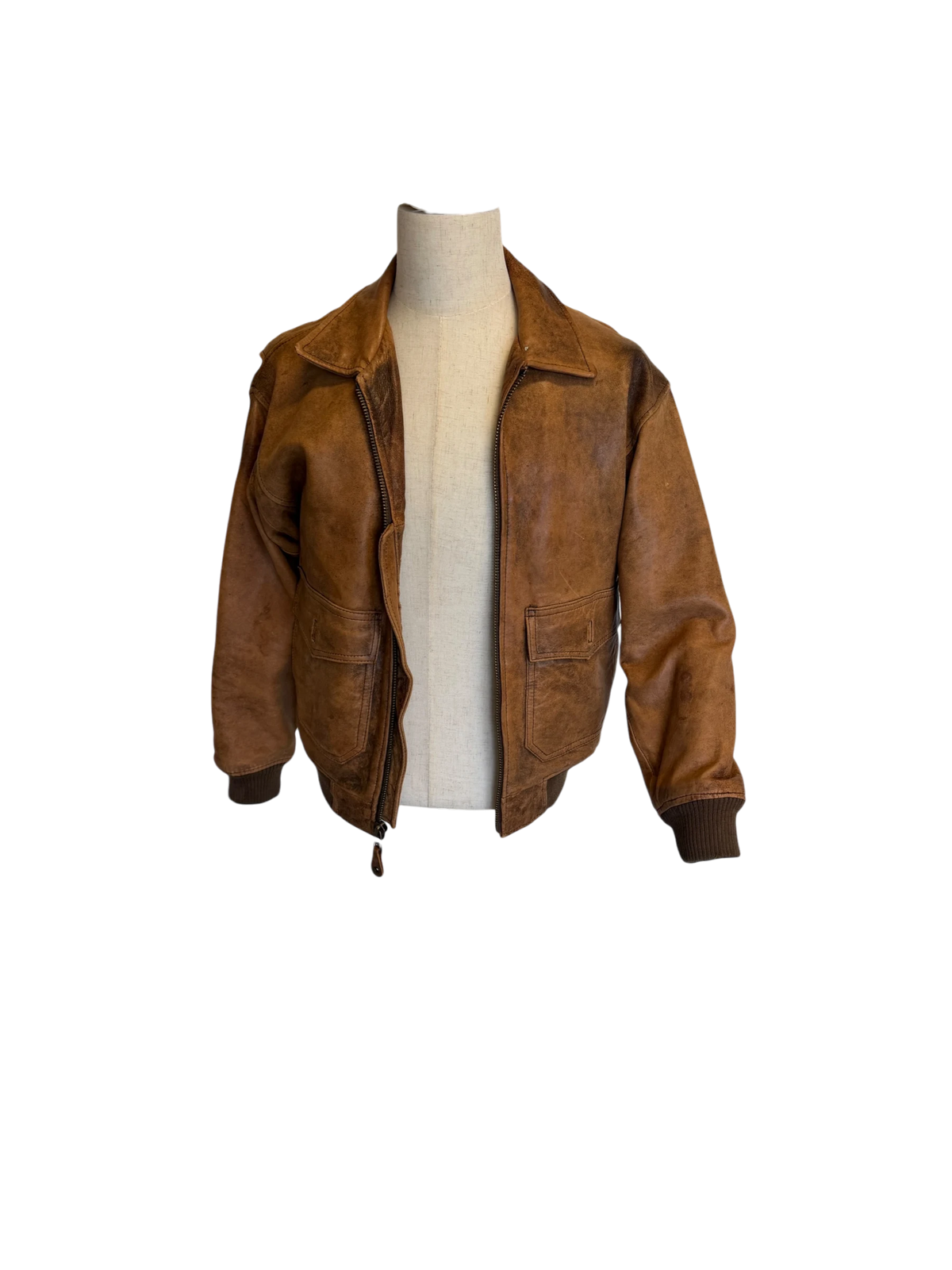 Tiger-Fox Leather Flight Jacket — Escape Map Lining, S
