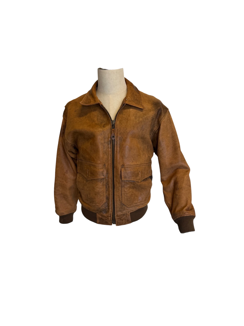 Tiger-Fox Leather Flight Jacket — Escape Map Lining, S