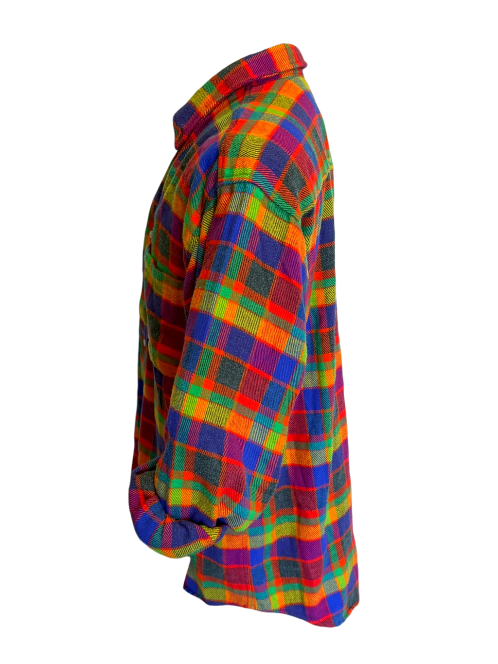 90s Gap Rainbow Plaid Flannel — L