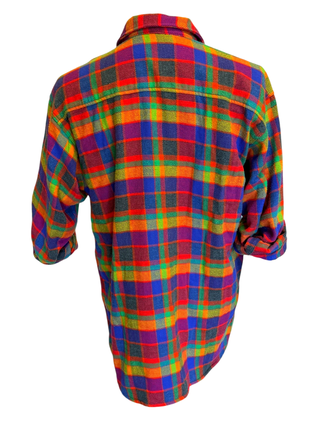 90s Gap Rainbow Plaid Flannel — L