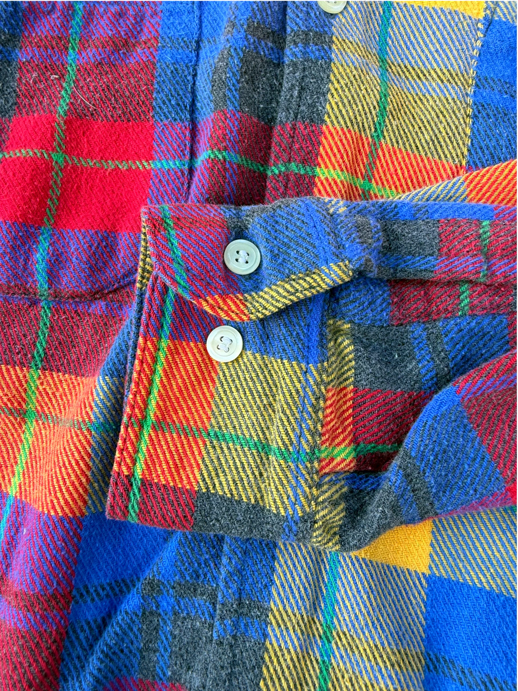 90s Gap Primary Plaid Flannel — M
