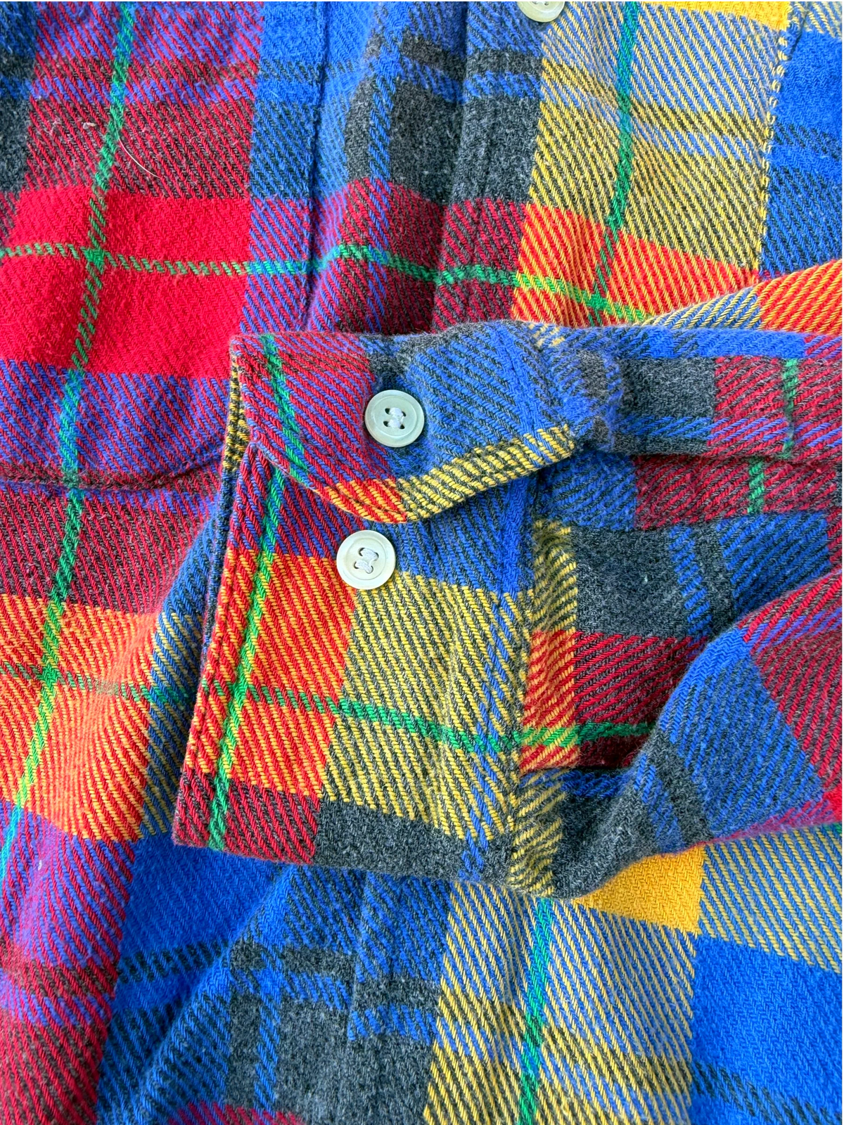 90s Gap Primary Plaid Flannel — M