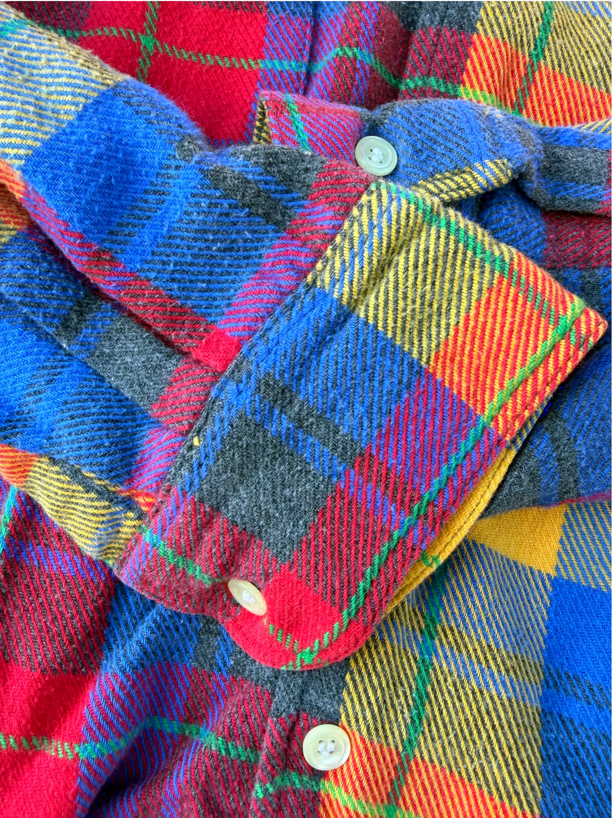 90s Gap Primary Plaid Flannel — M