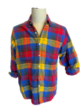 90s Gap Primary Plaid Flannel — M