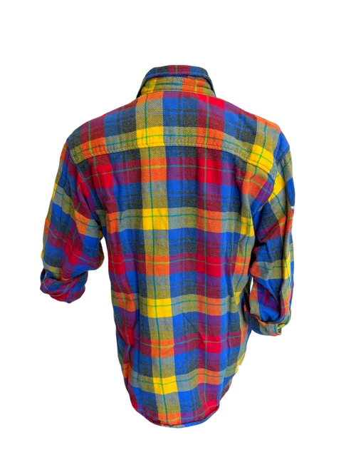 90s Gap Primary Plaid Flannel — M
