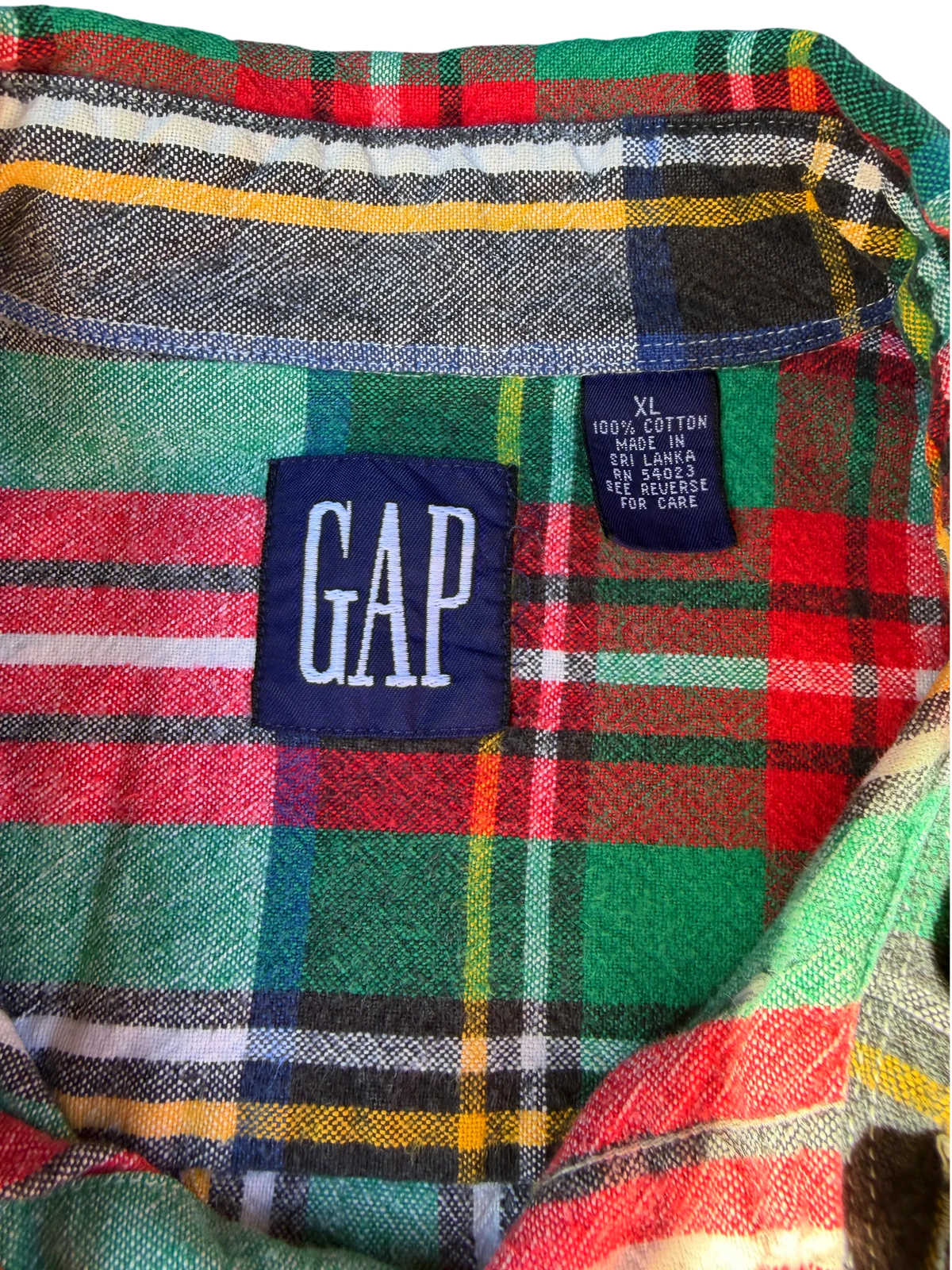 90s Gap Plaid Flannel — Red & Green, XL