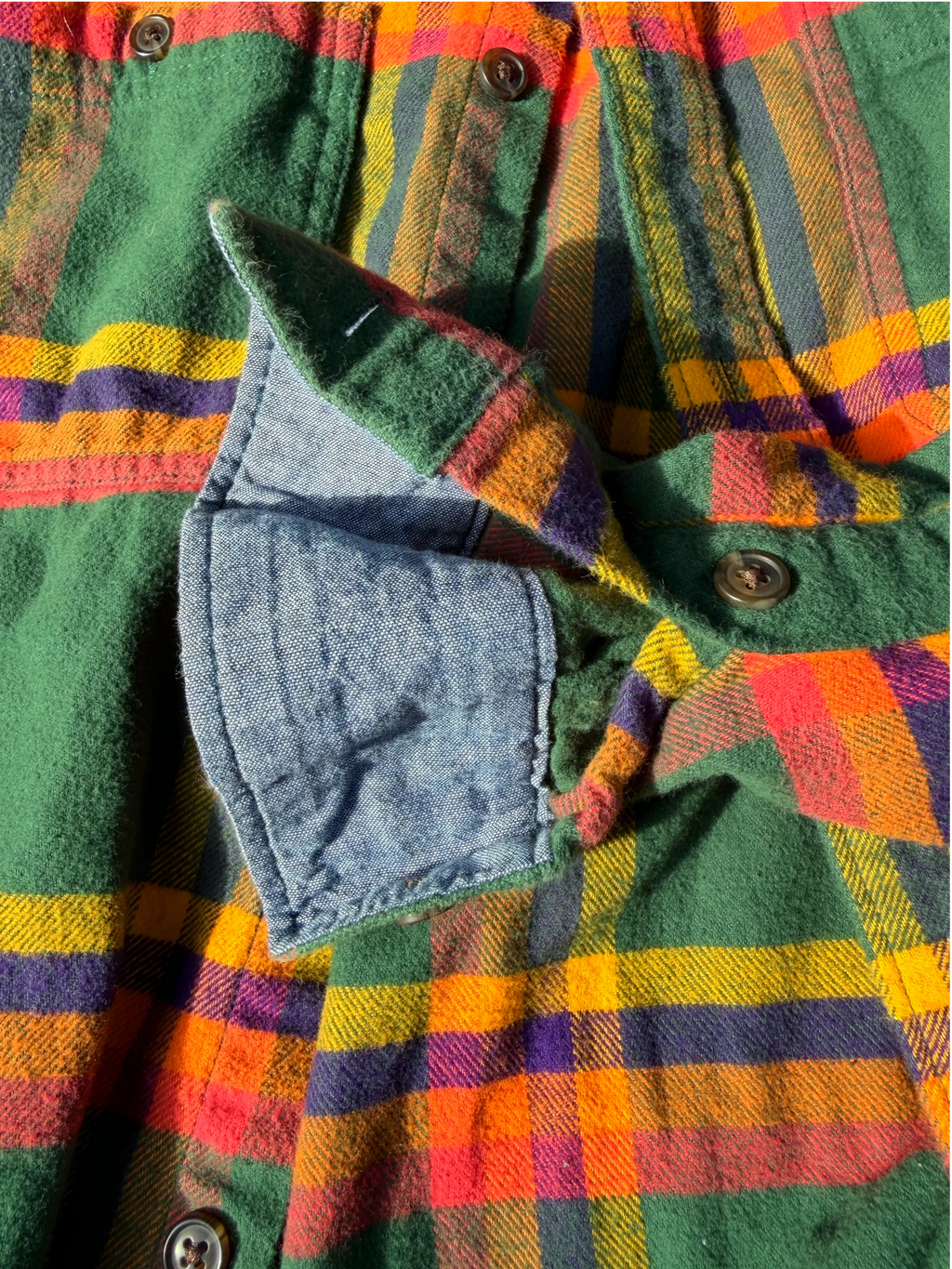 Gap Plaid Flannel — Green & Orange, S