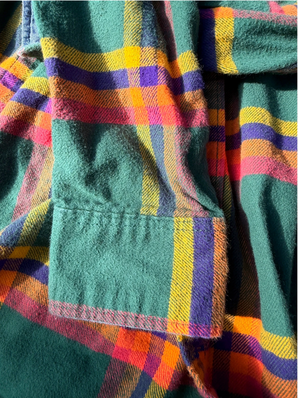 Gap Plaid Flannel — Green & Orange, S