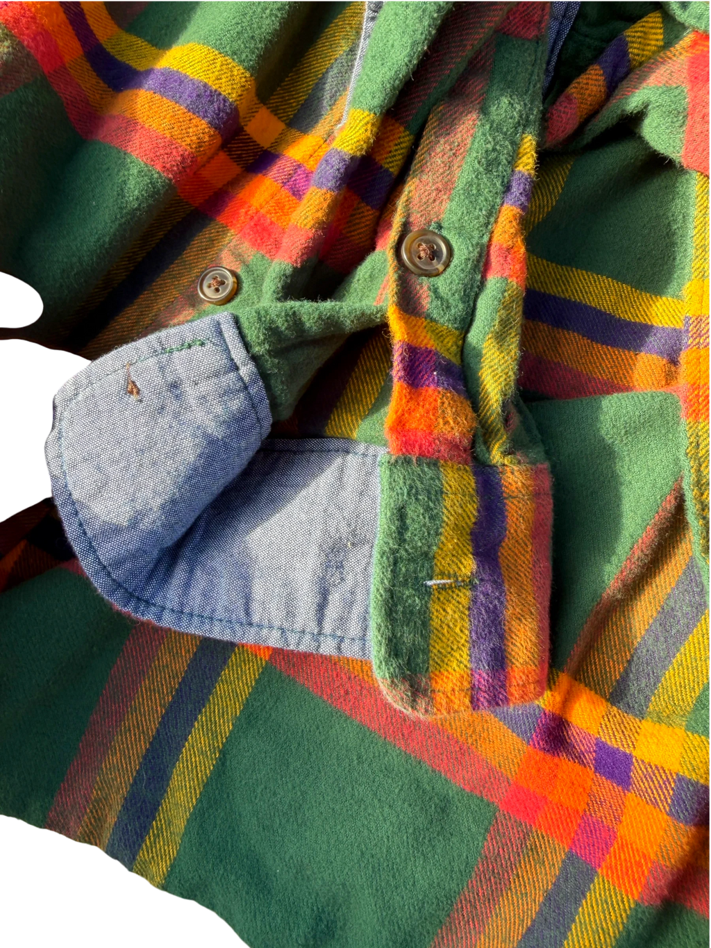 Gap Plaid Flannel — Green & Orange, S