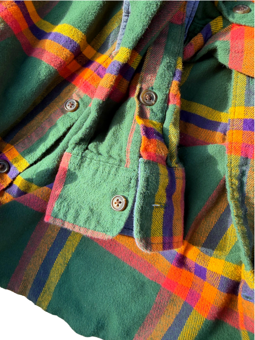 Gap Plaid Flannel — Green & Orange, S