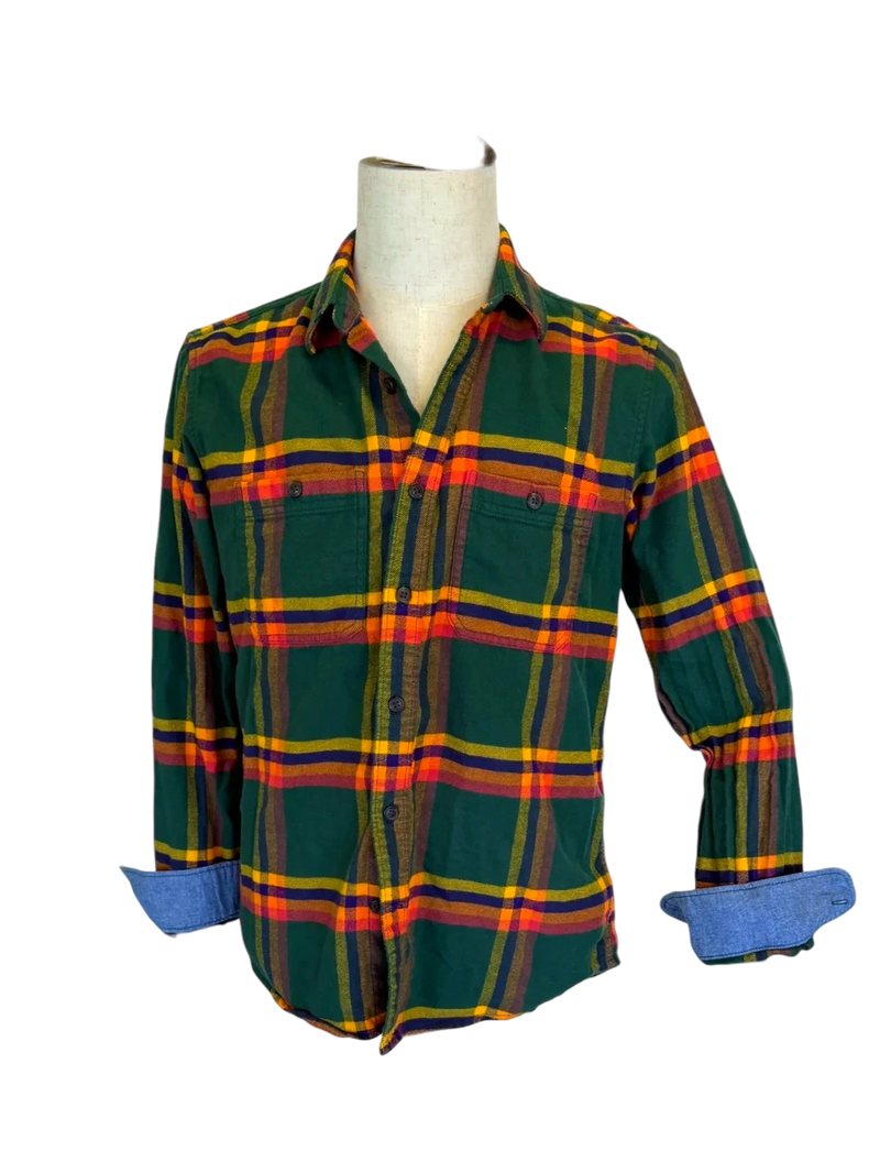Gap Plaid Flannel — Green & Orange, S