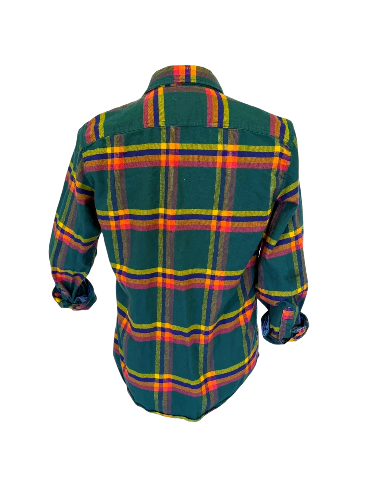 Gap Plaid Flannel — Green & Orange, S